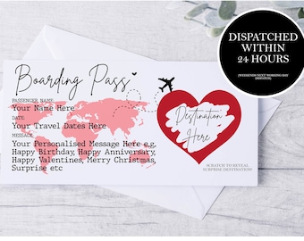 Surprise Holiday Reveal Card, Fake Boarding Pass