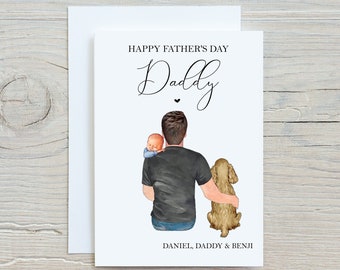 First Fathers Day as my Daddy Card, Gift From New Baby and Dog, Dog Fathers Day Card, Keepsake Card, Dog Dad Card