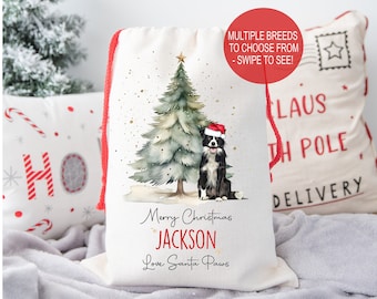 Personalised Christmas Sack for Dogs, Dog Christmas Stocking, Christmas Gifts for Pet Dog, Dog Santa Sack, Xmas Treat Gift Bag for Dogs