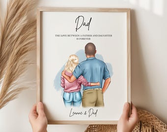 Personalised Father's Day Gift, Custom Gift for Dad, Dad and Daughter Print, Step Dad Gift, Father's Day Gift for Grandad