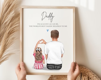 Vatertagsgeschenk für Papa, Papa und Tochter Druck, personalisiertes Geschenk für Papa, Papa Geburtstagsgeschenk, Weihnachtsgeschenk für Papa vom Sohn