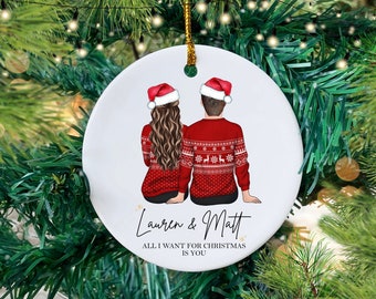 Personalised Couples Christmas Bauble, Christmas Gift for Boyfriend / Girlfriend / Husband / Wife, V5