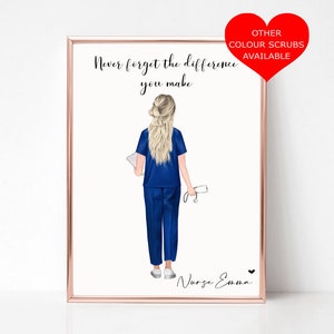 Personalised Nurse Print, Nurse Gift, Thank you gift, Best Friend Print, Vet Gift, Doctor Print, Scrub Life, Thank you nurse, Nurse Team