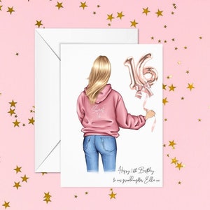 Personalised 16th Birthday Card for Her, 16 Birthday Card