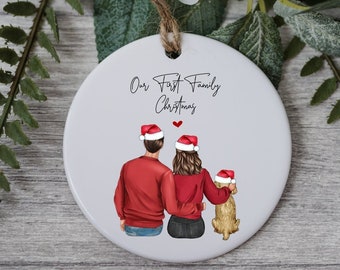 Our First Family Christmas Decorations, First Christmas Together Decor, Pet Family Bauble, Boyfriend Girlfriend Bauble