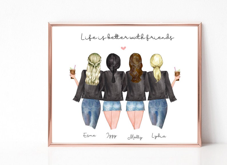 Friendship Gift Best Friend Print Girl Group Print Bestie Etsy