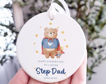 Adorno personalizado para el Día del Padre para el padrastro, el mejor regalo para el padrastro, regalo del Día del Padre de los hijastros, etiqueta de recuerdo para el súper padrastro