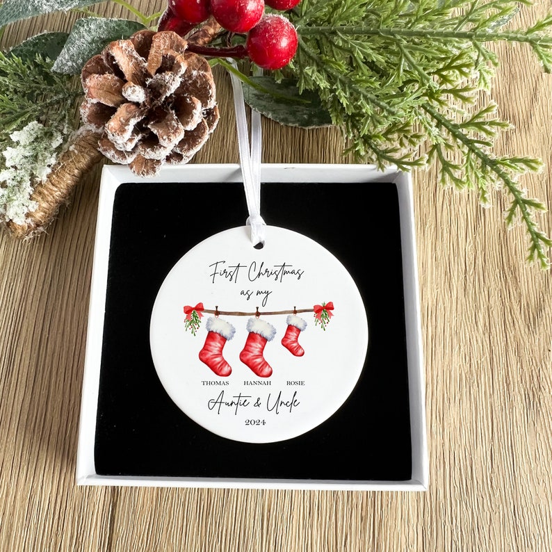 Personalized Auntie Uncle First Christmas Bauble: Baby Niece/nephew ...