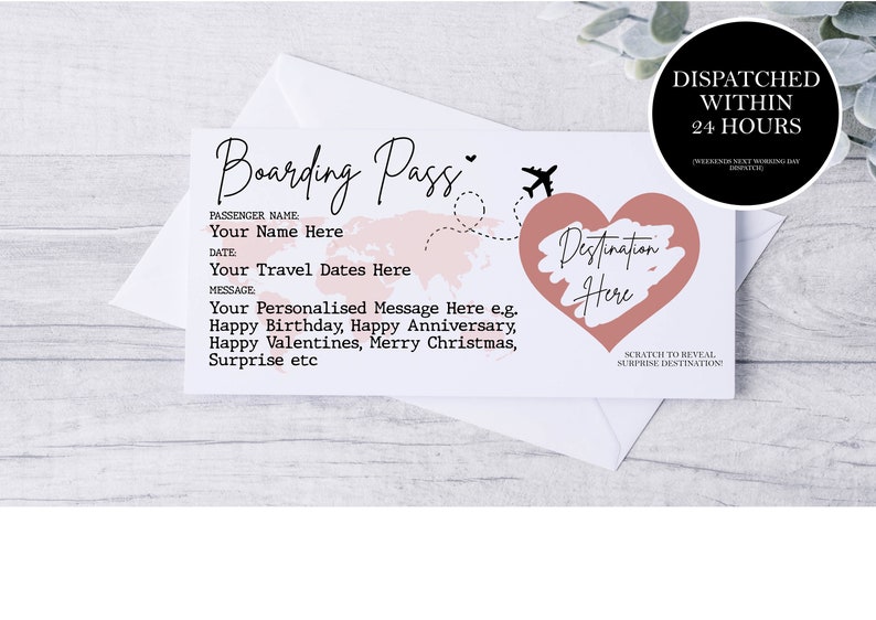 Scratch Reveal Boarding Pass, Personalised Fake Boarding Pass for Surprise Holiday / Destination Trip, Fake Travel Ticket, Fake Plane Ticket image 7