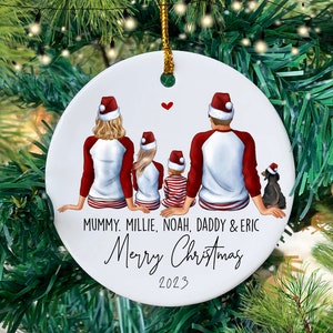 Family Christmas Decoration, Pet Family Bauble, Boyfriend Girlfriend Bauble, Dog Bauble, Personalised Family Bauble, Christmas Ornament