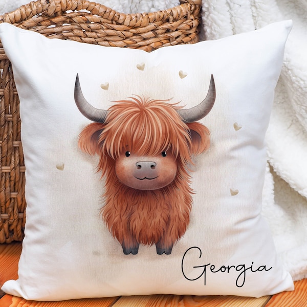 Personalised Highland Cow Cushion