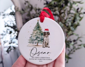 Personalized Adopted Dog Christmas Bauble: First Christmas Forever Family