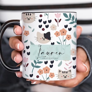Crazy Cat Lady Mug, Personalised Cat Mom Mug, Cat Lover Birthday Gift for Her, Crazy Cat Lady Christmas Present