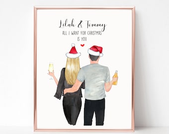 Personalised Couples Christmas Print, Christmas Present for Boyfriend, Christmas Gift for Girlfriend, Couples Gift, Boyfriend Print