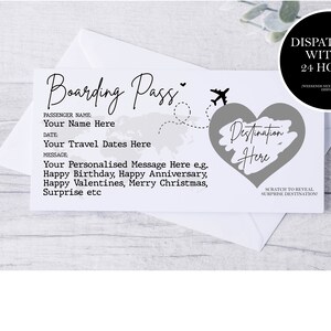 Scratch Reveal Boarding Pass, Personalised Fake Boarding Pass for Surprise Holiday / Destination Trip, Fake Travel Ticket, Fake Plane Ticket image 8