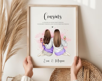 Personalised Gift for Cousin, Cousins Personalised Print, Cousins Best Friends Gift, Present for Cousin
