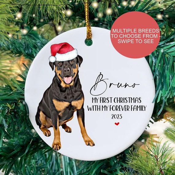 Personalized Adopted Dog Christmas Bauble: Multiple Breeds