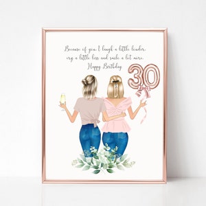 30th Birthday Gift for her, Friend Present, Birthday gift for friend, Best Friend Print, Friendship Gift, Personalised Birthday Gift