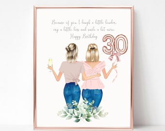 30th Birthday Gift for her, Friend Present, Birthday gift for friend, Best Friend Print, Friendship Gift, Personalised Birthday Gift