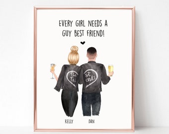 Guy Best Friend Gift, Male Best Friend Gift, Bestie Print, Boy best friend gift, Personalised Print, Couples Print, Birthday Gift for Him