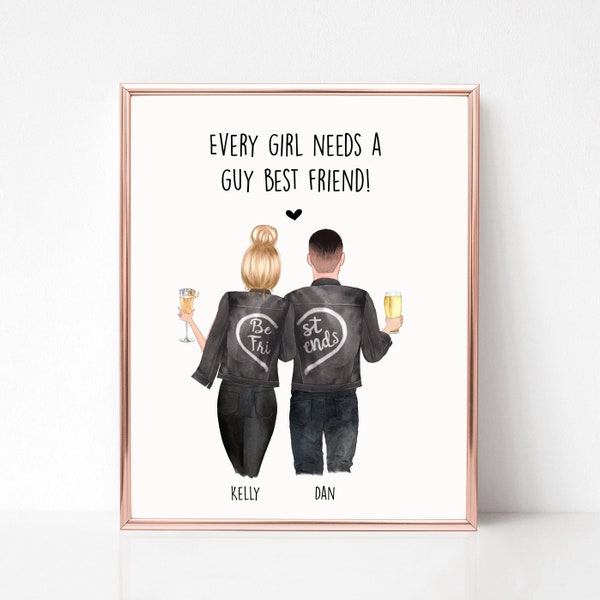 Guy beste vriend cadeau, mannelijke beste vriend cadeau, Bestie print, jongen beste vriend cadeau, gepersonaliseerde print, paren print, verjaardagscadeau voor hem