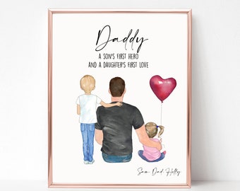 Father's Day Gift for Dad, Dad and Daughter Print, Family Print, Gift for Dad, Birthday Gift for Dad, Father Son Print, Gift for Daddy