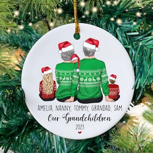 Christmas Gift for Grandparents, Personalised Family Christmas Decoration, Grandchildren Tree Ornament