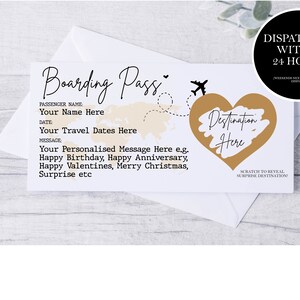 Scratch Reveal Boarding Pass, Personalised Fake Boarding Pass for Surprise Holiday / Destination Trip, Fake Travel Ticket, Fake Plane Ticket image 5