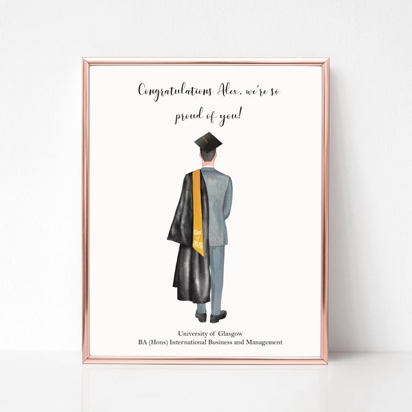Personalised Graduation Print, Graduation Gift, Congrats Grad, Best Friend Graduation, Male Graduation, Son Graduation, Personalised