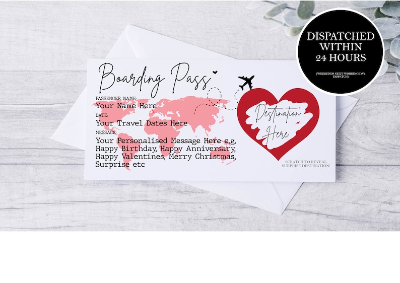 Scratch Reveal Boarding Pass, Personalised Fake Boarding Pass for Surprise Holiday / Destination Trip, Fake Travel Ticket, Fake Plane Ticket image 6