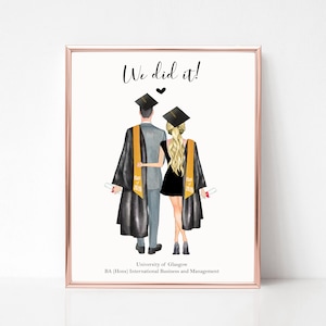 Personalised Couple Graduation Print, Custom Illustration