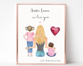 Personalised Auntie Print, Gift for Auntie, Family Print, Gift from Niece, Personalised Print for Aunt, Aunt Christmas Gift from Nephew