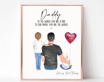Personalised Father's Day Gift, Dad Print, Family Print, Gift for Dad, Birthday Gift for Dad, Family Print, Father and Children Print, Daddy