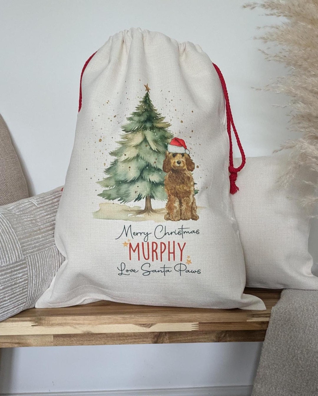 Personalized Dog Christmas Santa Sack: Custom Pet Gift Bag