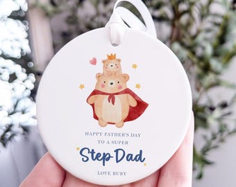 Adorno personalizado para el Día del Padre para el padrastro, el mejor regalo para el padrastro, regalo del Día del Padre de los hijastros, recuerdo para el súper padrastro.