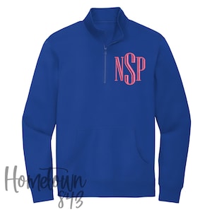 CUSTOM Monogram 1/4 Zip Pullover with Pocket || Personalized || Initials || Gift for Her || Sports Team