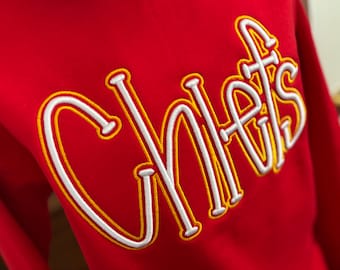Chiefs Puff Embroidered Sweatshirt | School Spirit Game Day Wear