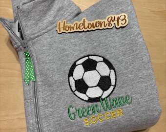 Custom SOCCER 1/4 Zip Pullover || Gift for Her || Sports || Mascot || Mom