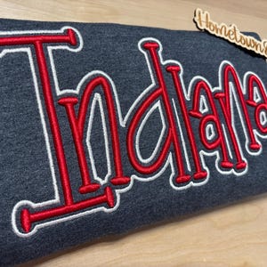 INDIANA || 3D Puff Embroidered Sweatshirt || Spirit Wear || Game Day || Mascot || High School || College