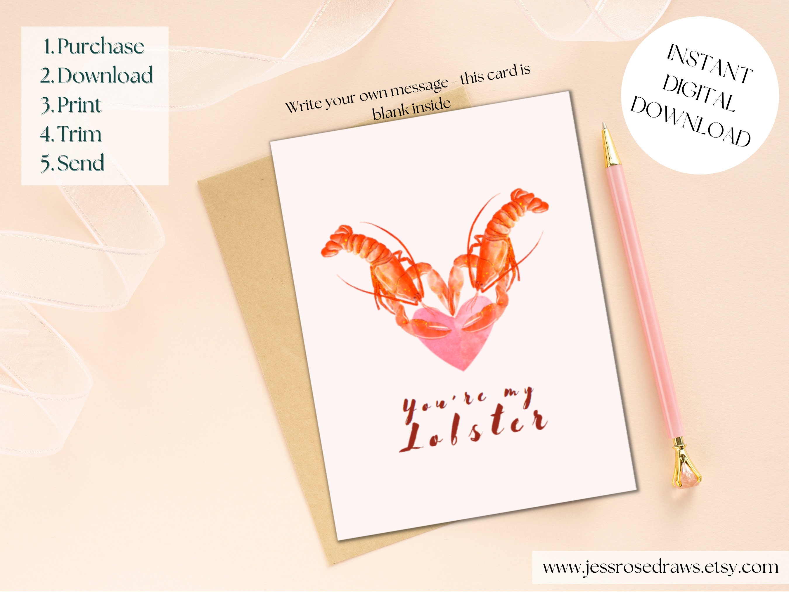 You're My Lobster - Printable Greetings Card | Valentine's Day Card ...