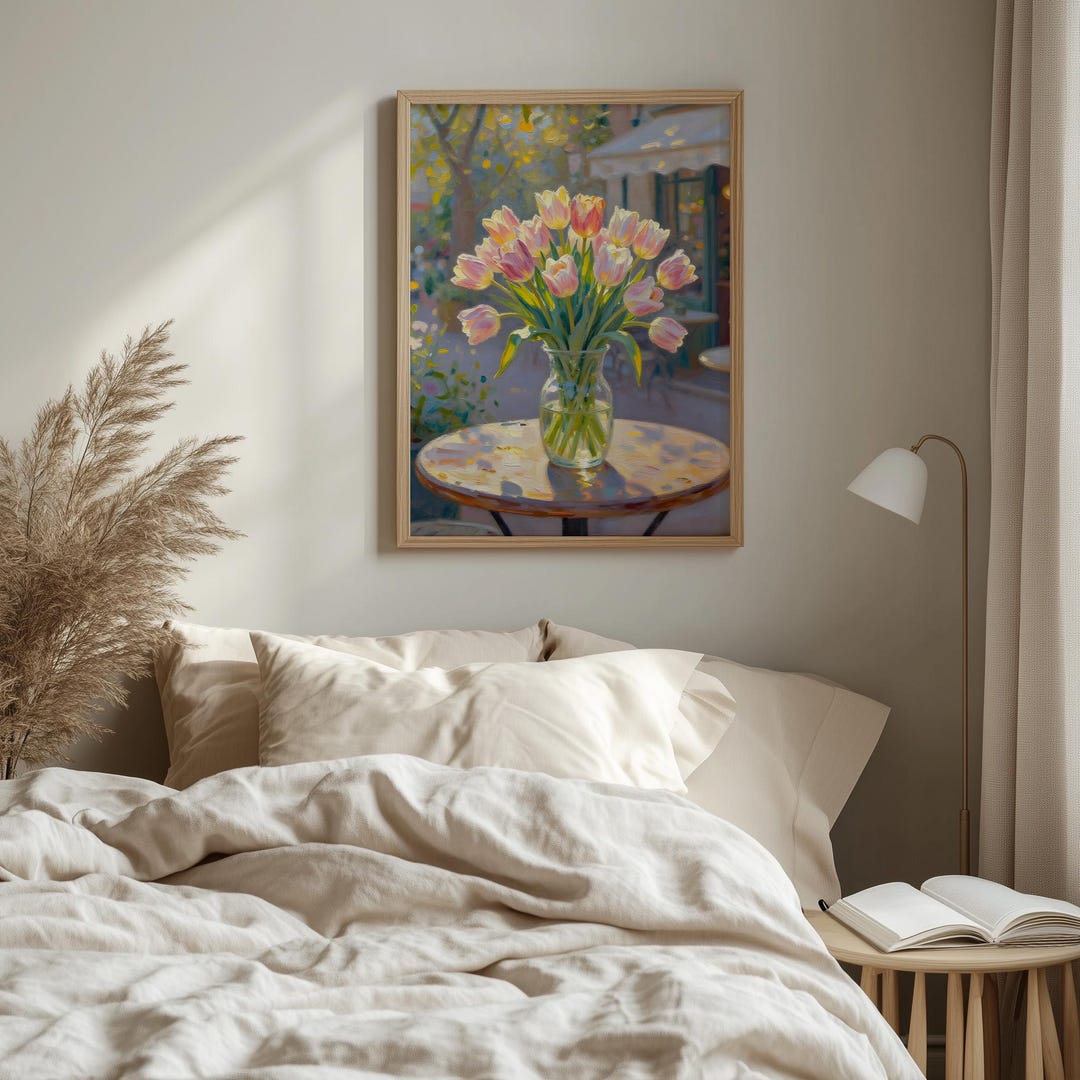 Spring Tulip Bouquet Printable | Pastel Floral Wall Art | French Cafe ...