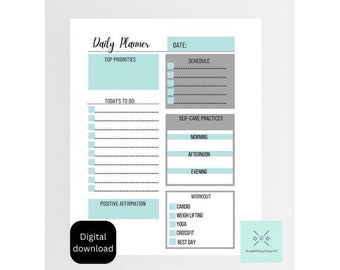 Daily Printable Self Care Planner Digital Planner For Self-Care Instant Download Self-Care Planner