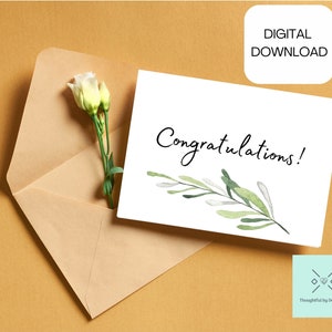 Instant download congratulations card, printable congratulations card, digital greeting cards, digital congratulations card