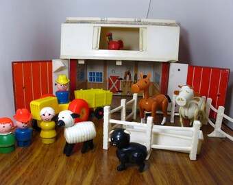 wooden toy farm set