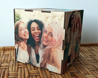 personalised wooden photo cube