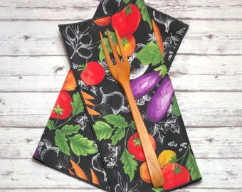 Cocktail Napkins Vegetables Fall Autumn Farm Market Kitchen Veggies Set of 4
