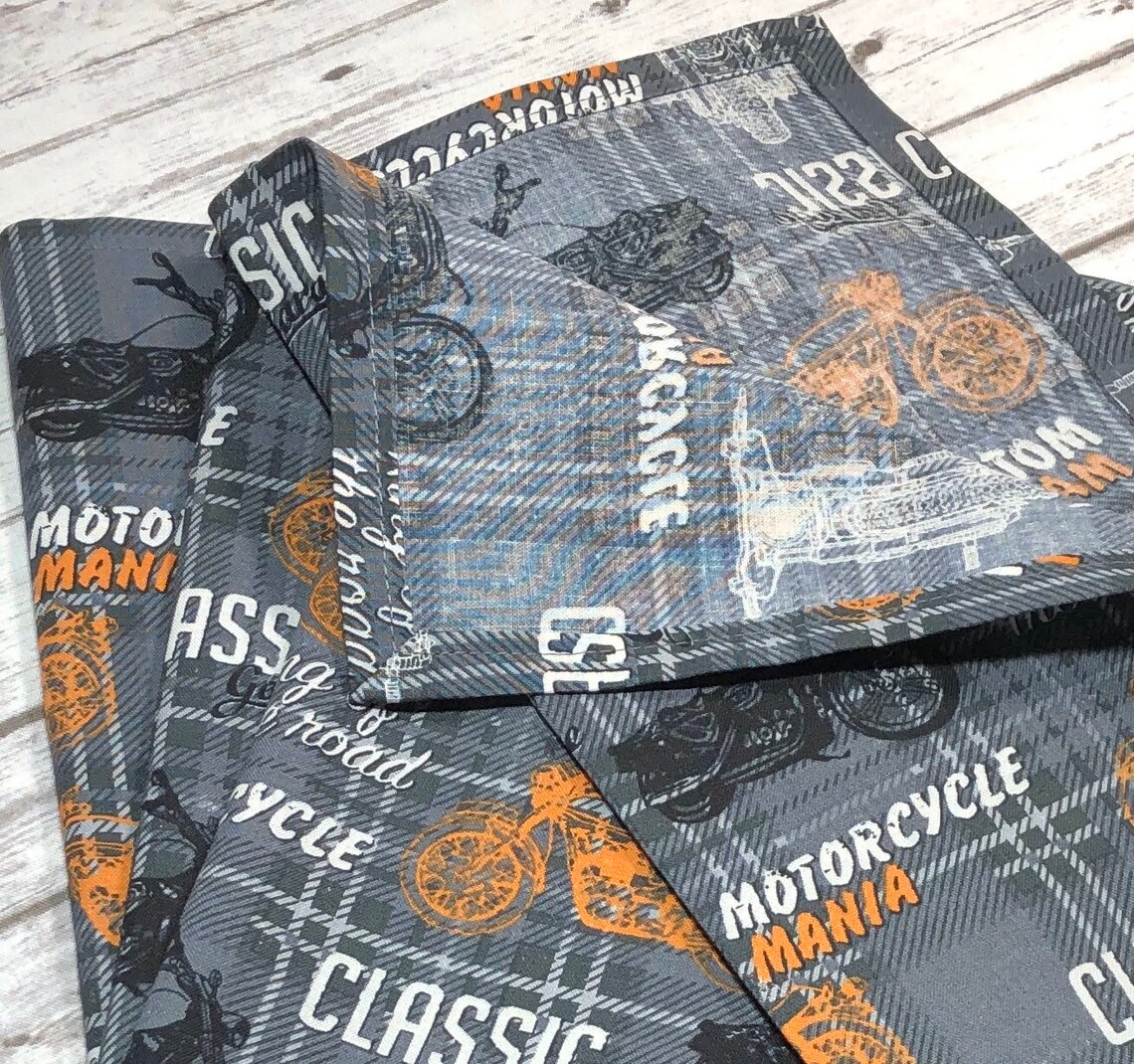 Harley Davidson Motorcycle Inspired Cloth Dinner Napkins Set Etsy