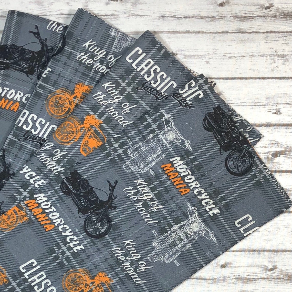 Harley Davidson Motorcycle Inspired Cloth Dinner Napkins Set Etsy
