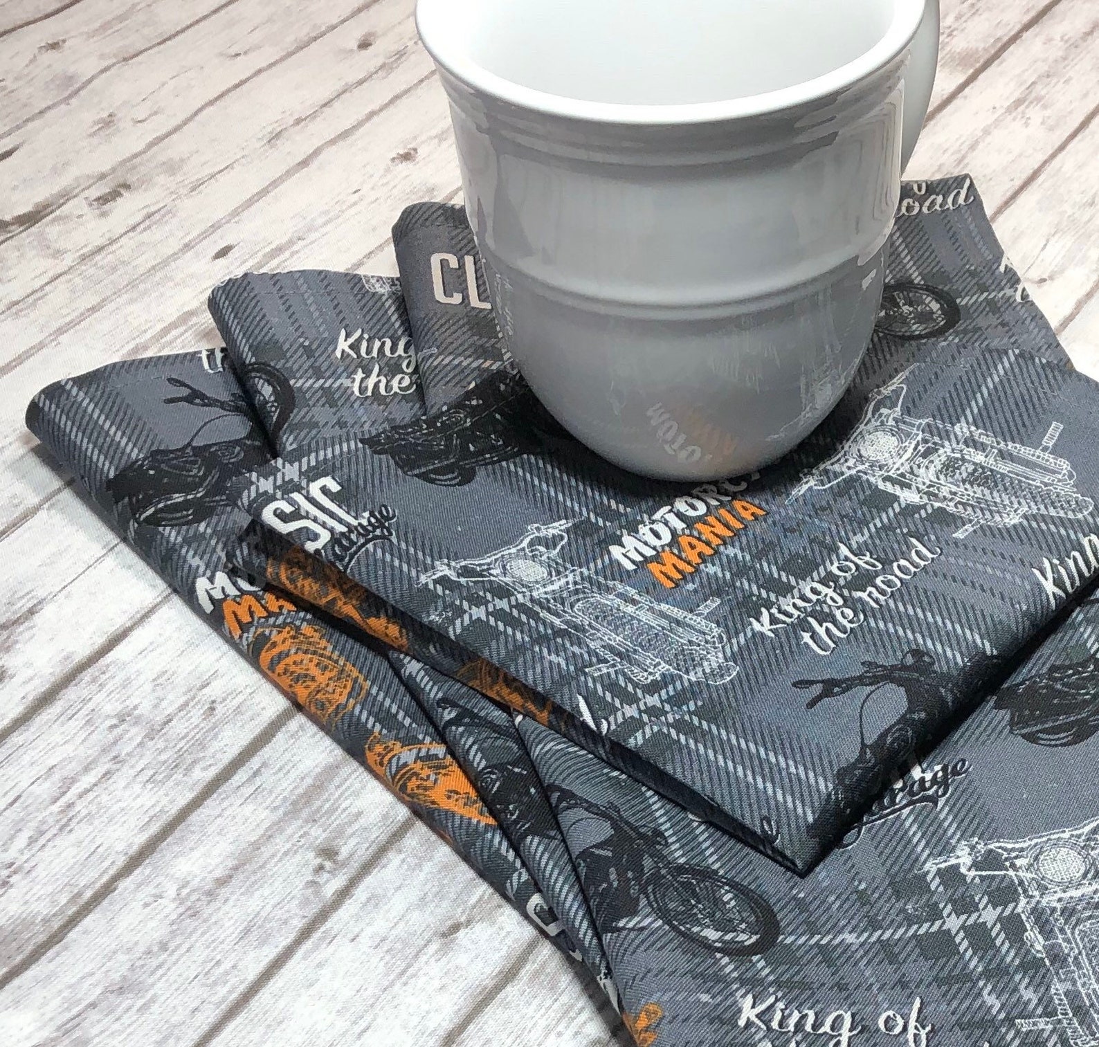 Harley Davidson Motorcycle Inspired Cloth Dinner Napkins Set Etsy