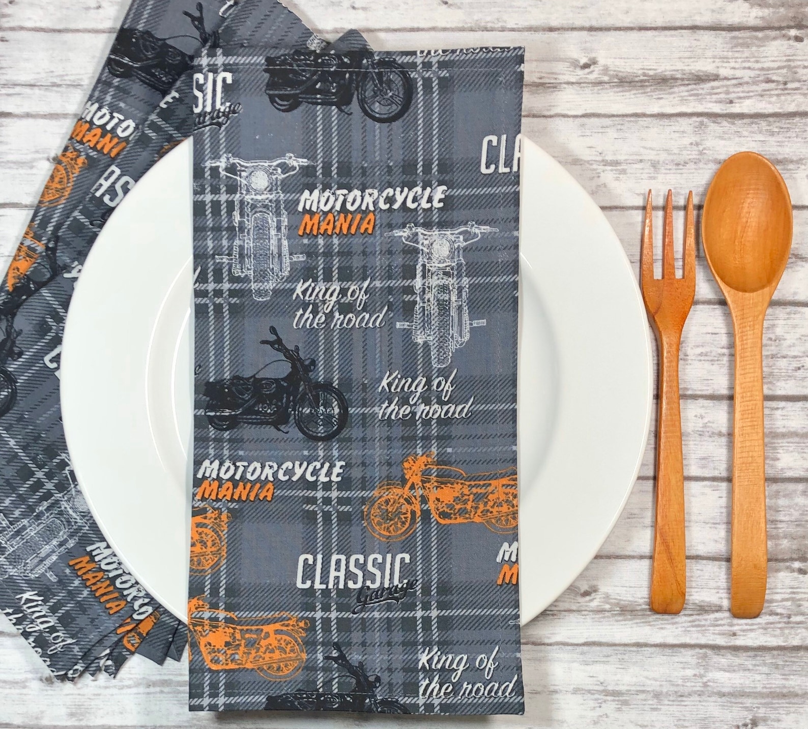 Harley Davidson Motorcycle Inspired Cloth Dinner Napkins Set Etsy